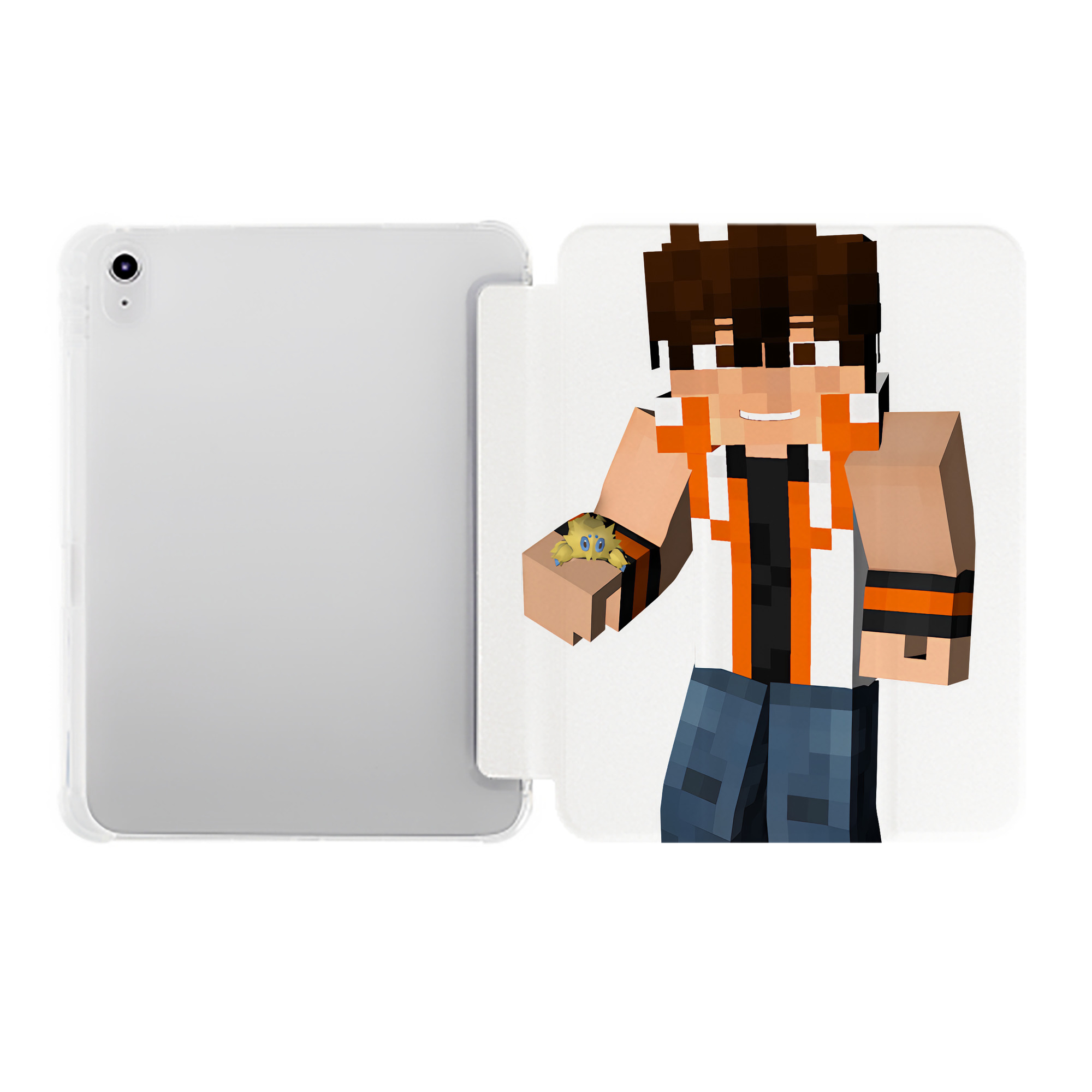 （画像用） マインクラフト ブロックの世界 Minecraft MC Block world IPad ケース ペン収納付き 三つ折りスタンド PUレザー×シリコン 対応機種9.5/10.5/10.9インチ